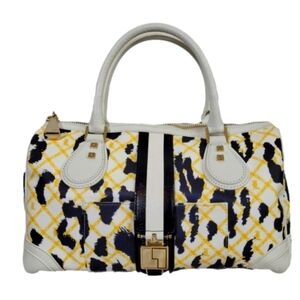 LAMB Gwen Stefani Mandeville Satchel - Yellow, White, Navy, Leopard Print Small